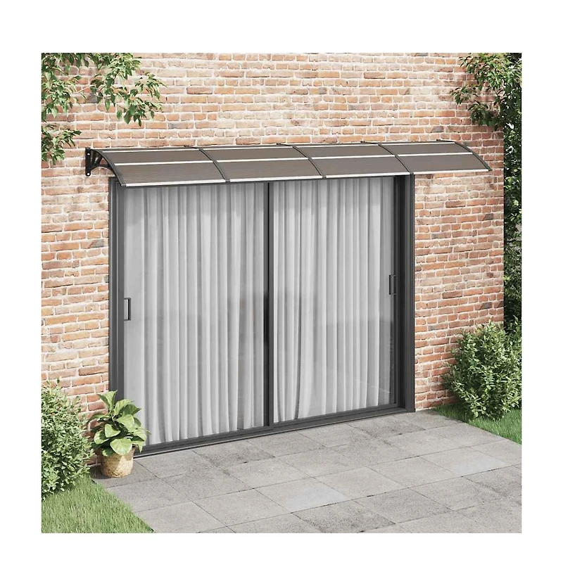 vidaXL Door Canopy Black Polycarbonate, Abs, Aluminum Large Durable