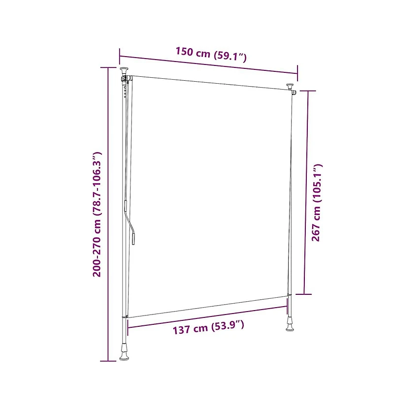 vidaXL Outdoor Roller Blind Yellow and White Steel, Polyester