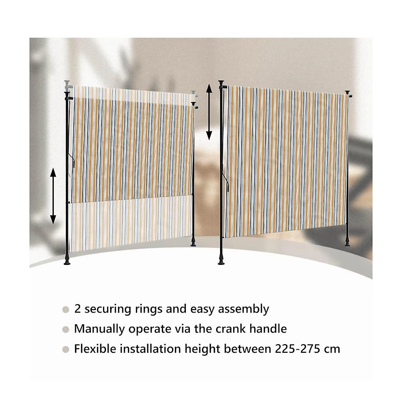vidaXL Outdoor Roller Blind Yellow and White, Anthracite
