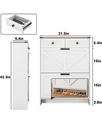 gaomon Shoe Storage Cabinet, Modern Slim Shoe Cabinet with 2 Flip Drawers and 2 Drawers, Freestanding Shoe Organizer with Anti-Tipping Device for Foye