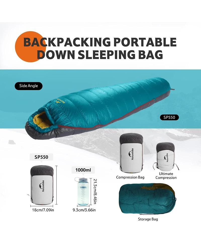 Naturehike 0 Degree Down Mummy Sleeping Bag for Adults,650FP Cold Weather Backpacking Sleeping Bag with Rds Down,29.3 Sleeping Bags for Camping