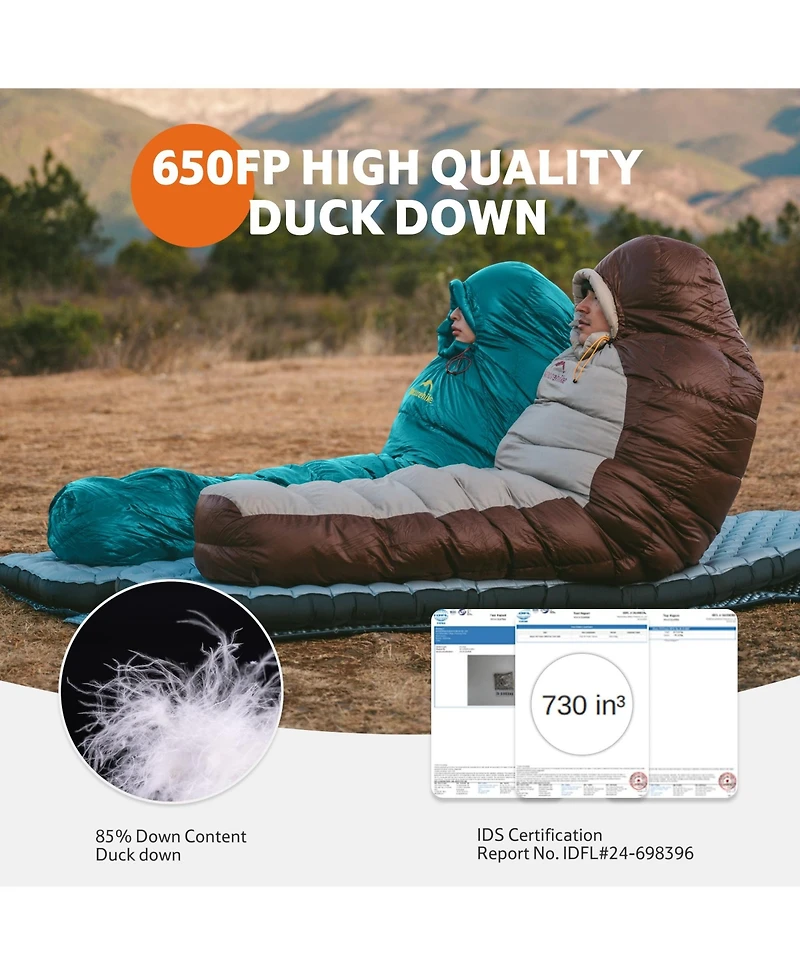 Naturehike 0 Degree Down Mummy Sleeping Bag for Adults,650FP Cold Weather Backpacking Sleeping Bag with Rds Down,29.3 Sleeping Bags for Camping