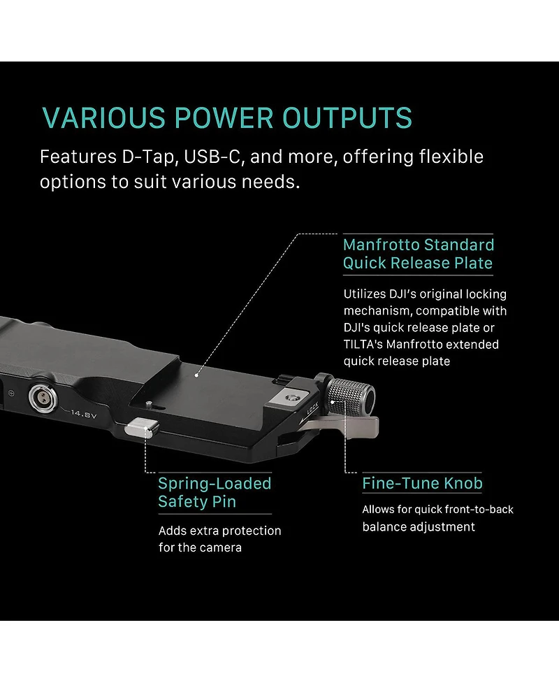 Tilta Battery Plate to Dji Rs 4 Power Pass-Through Plate Kit for V Mount