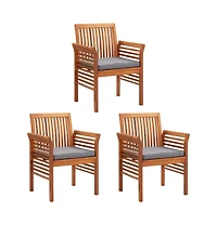 vidaXL Patio Dining Chairs with Cushions 3 pcs Solid Acacia Wood