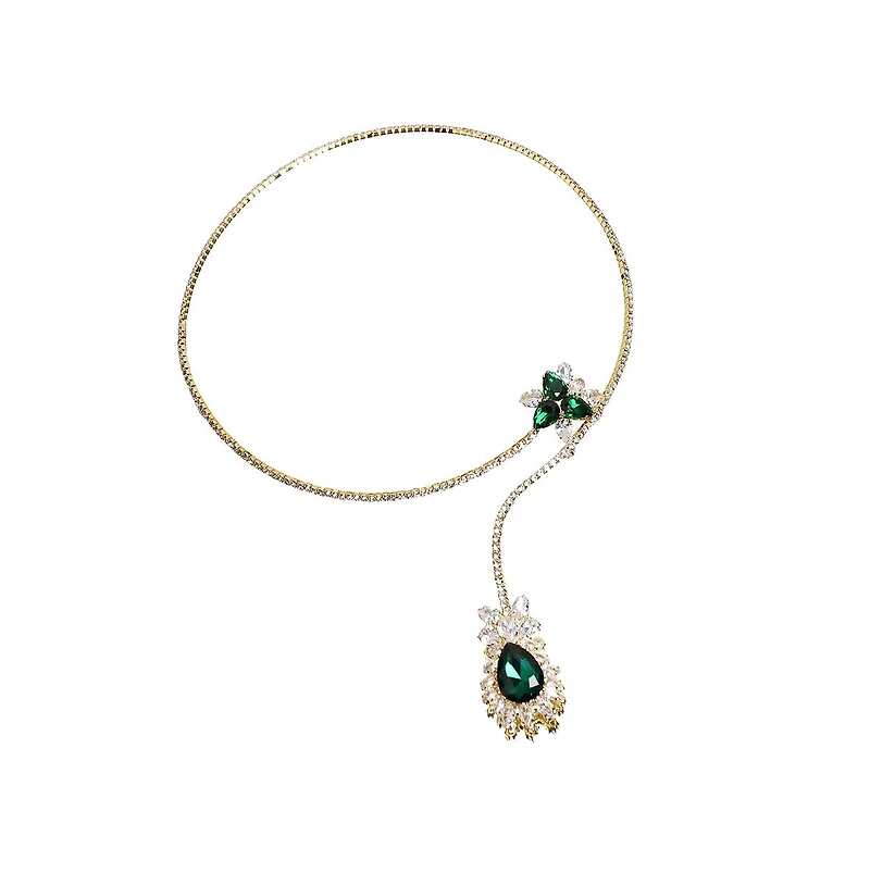 Sohi Teardrop Stone Lariat Necklace