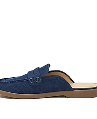 Lands' End Women's Comfort Slip On Denim Penny Loafer Mules