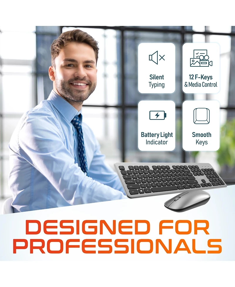 Delton K100 Ergonomic Wireless Keyboard & Mouse Set (DKMK100-wb)