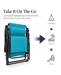 Best Choice Products Oversized Padded Zero Gravity Chair, Folding Outdoor Patio Recliner w/ Side Tray