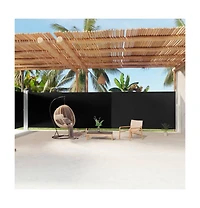 vidaXL Side Awning Black Polyester with Pu coating, steel, aluminum