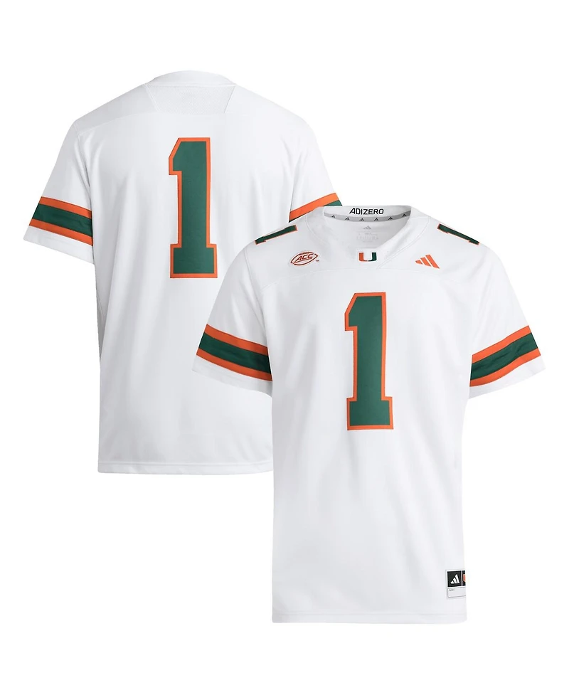 Adidas Men's 1 White Miami Hurricanes Premier Jersey