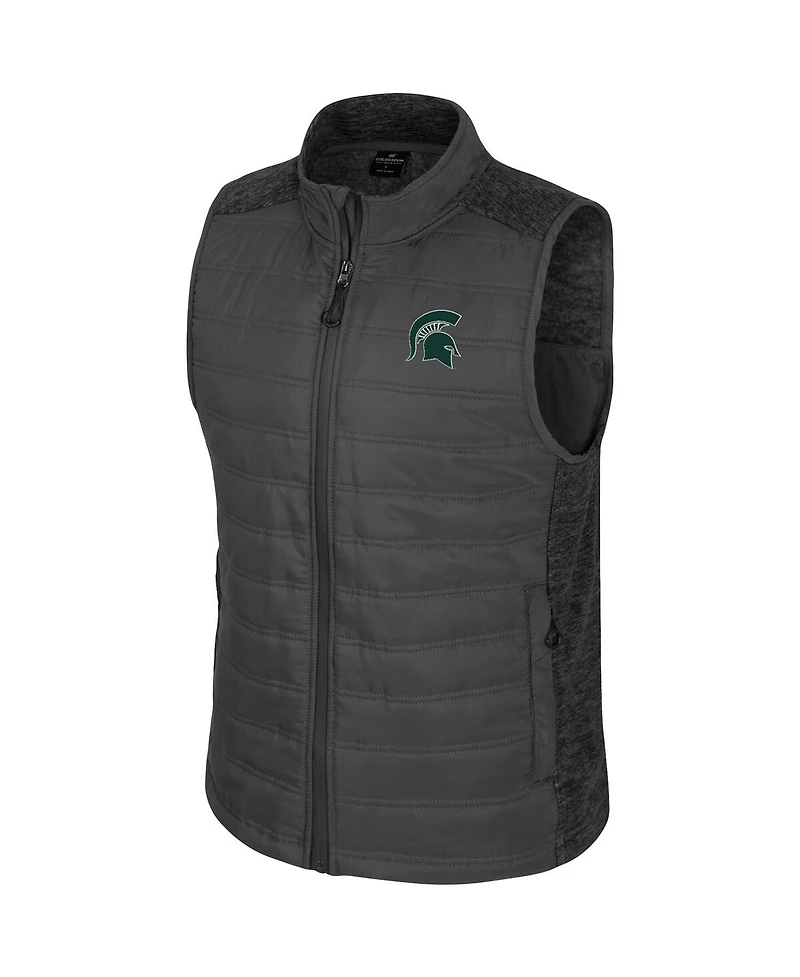 Colosseum Men's Charcoal Michigan State Spartans Nightman Full-Zip Puffer Vest