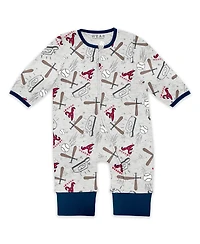 Wear by Erin Andrews Baby Boys and Girls Heather Gray Atlanta Braves Sleep Play Full-Zip Sleeper Bib Set