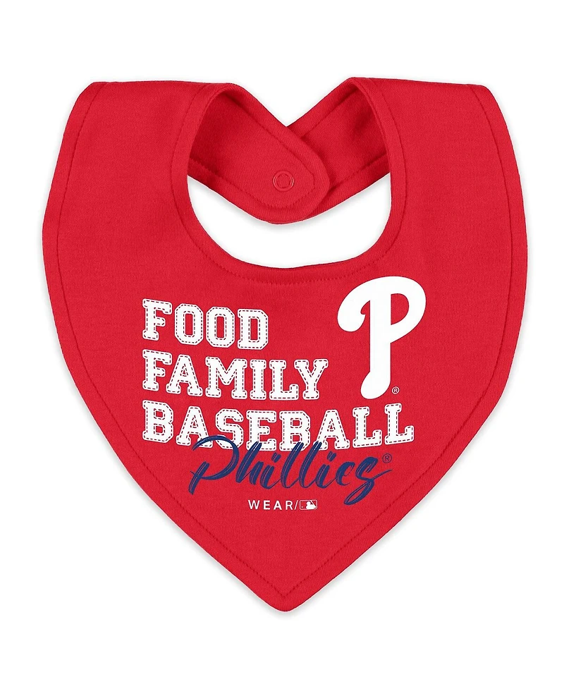 Wear by Erin Andrews Baby Boys and Girls Heather Gray Philadelphia Phillies Sleep Play Full-Zip Sleeper Bib Set