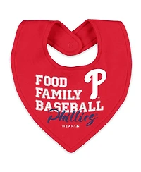 Wear by Erin Andrews Baby Boys and Girls Heather Gray Philadelphia Phillies Sleep Play Full-Zip Sleeper Bib Set