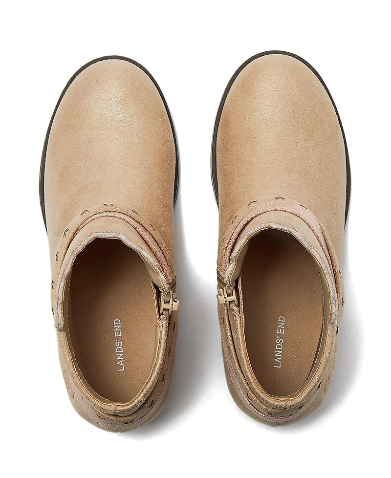 Lands' End Big Girls Shimmer Zip Up Western Booties