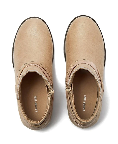 Lands' End Big Girls Shimmer Zip Up Western Booties