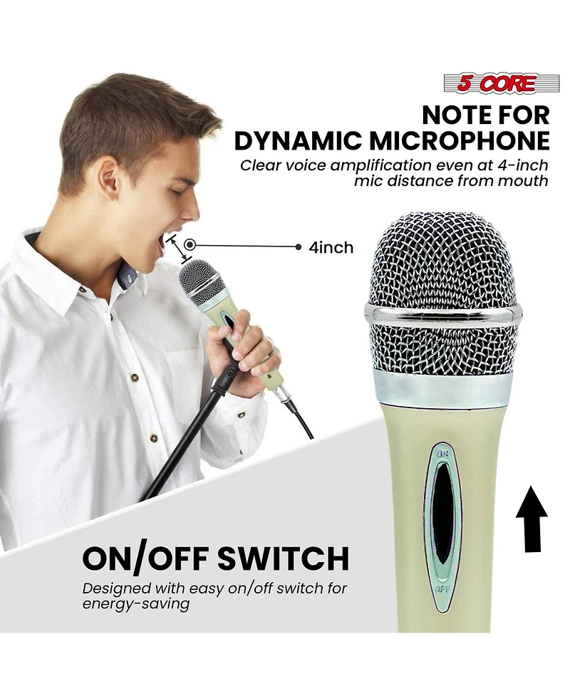 5 Core Xlr Microphone Dynamic Mic Karaoke Singing Studio Mics Handheld Microfono - Pm 286 Wh