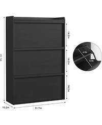gaomon Shoe Cabinet with 3 Flip Drawers, Wooden Shoe Organizer with Adjustable Shelf, Shoe Storage for Entryway, Hidden Shoe Cabinet for Hallway, Blac