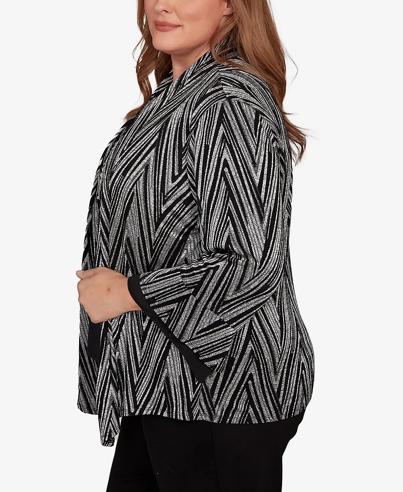 Alfred Dunner Plus Barcelona Metallic Chevron Two One Top With Necklace