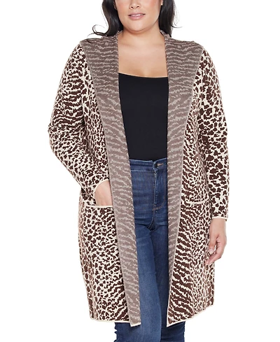 Belldini Plus Urban Safari Hooded Coatigan Sweater