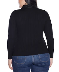 Belldini Plus Black Label Beaded Collar Sweater