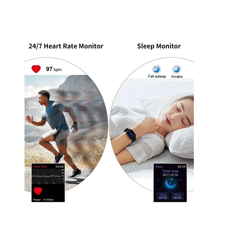 Ruxing Smart Smart Watch, 2024 Fitness Tracker Watch For Men Women, 1.69'' Touch Smartwatch Fitness Watch With Heart Rate Monitor/Pedometer/Sleep Moni
