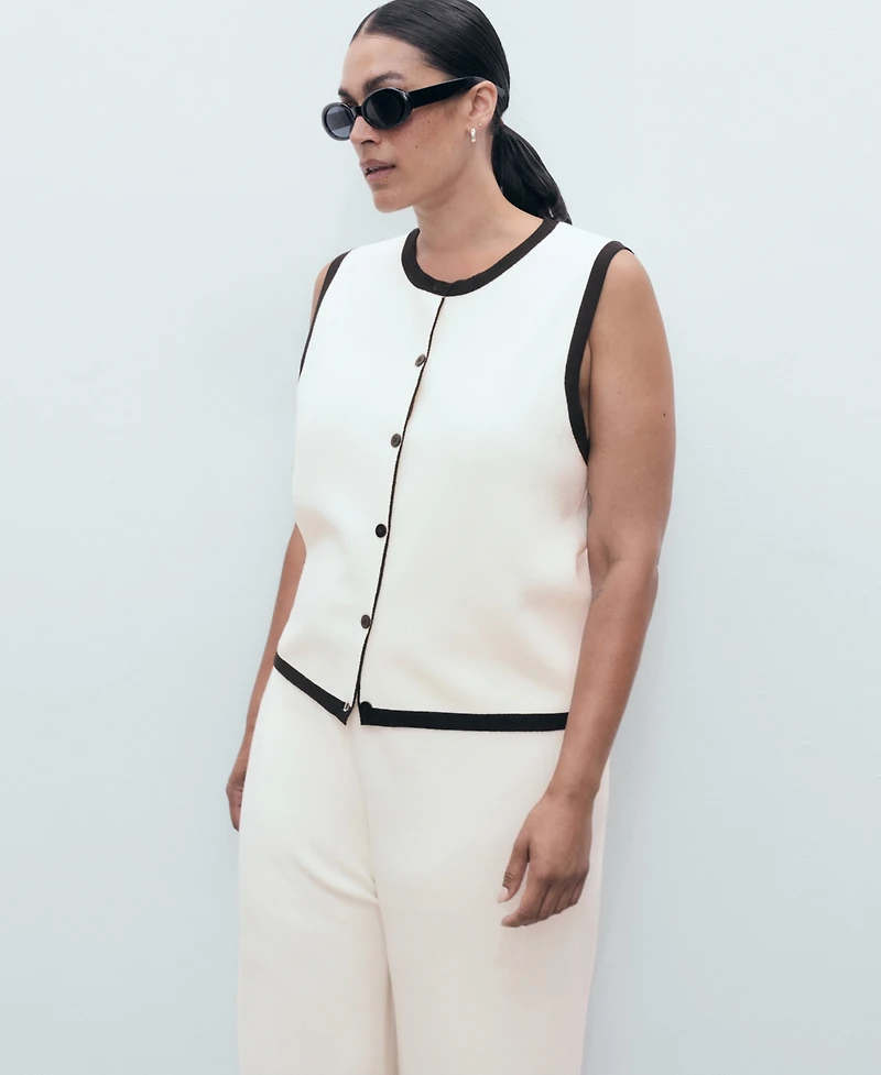 Mango Women's Contrast Detail Knitted Sweater Vest