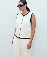 Mango Women's Contrast Detail Knitted Sweater Vest