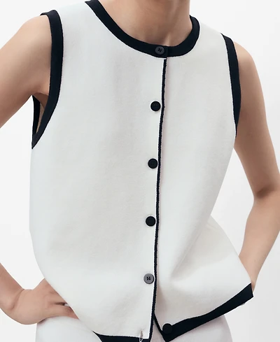 Mango Women's Contrast Detail Knitted Sweater Vest