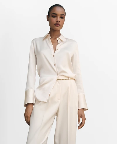 Mango Women's Satin Finish Flowy Shirt