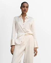 Mango Women's Satin Finish Flowy Shirt