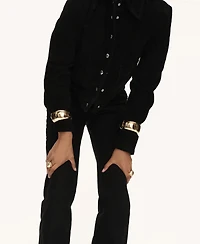 Mango Women's Buttons Suede Leather Jacket