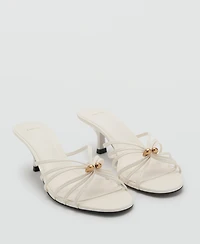 Mango Women's Metallic Detail Kitten Heel Sandals