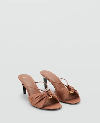 Mango Women's Metallic Embellishment Satin High-Heeled Sandals