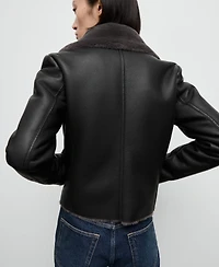Mango Women's Fur-Effect Biker Jacket