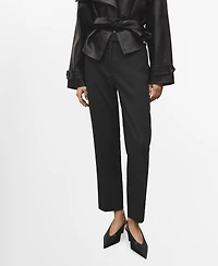 Mango Women's Slim Cropped Pinstripe Pants