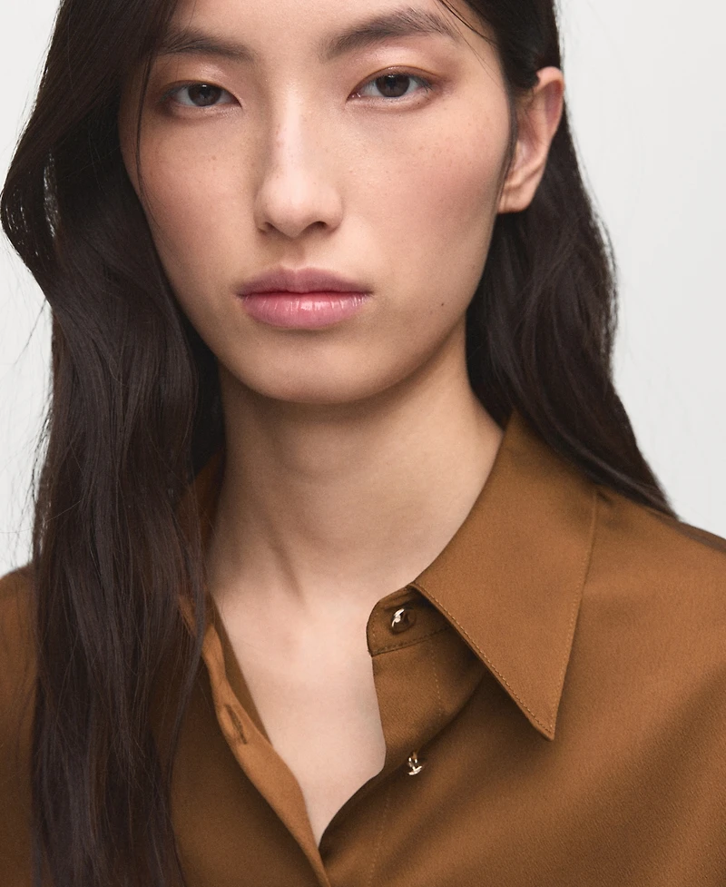 Mango Women's Satin Finish Flowy Shirt
