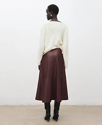 Mango Women's Leather-Effect Midi Skirt