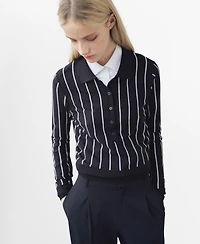 Mango Women's Striped Polo-Neck Sweater