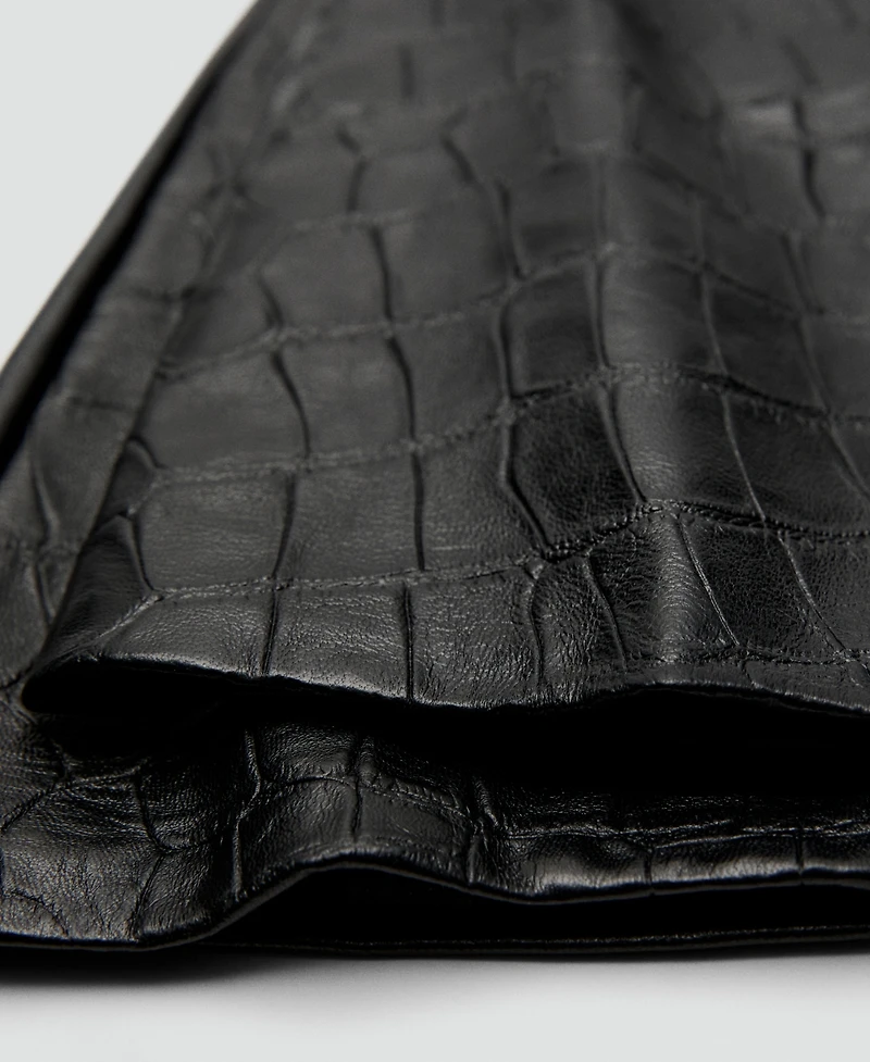 Mango Women's Long Crocodile-Effect Leather Gloves