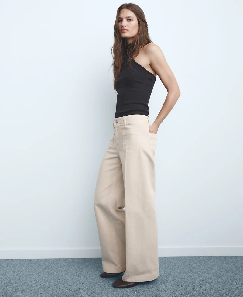 Mango Women's Pockets Wide-Leg Jeans
