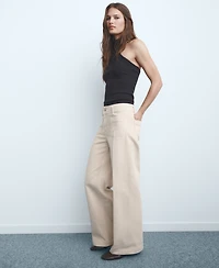 Mango Women's Pockets Wide-Leg Jeans