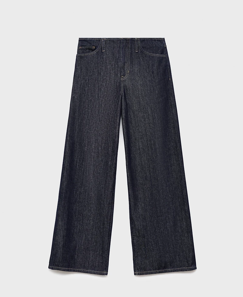 Mango Women's Wide Leg Mid-Rise Jeans