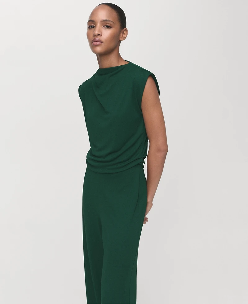 Mango Women's Draped Neckline Straight-Fit Jumpsuit