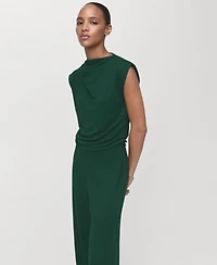 Mango Women's Draped Neckline Straight-Fit Jumpsuit