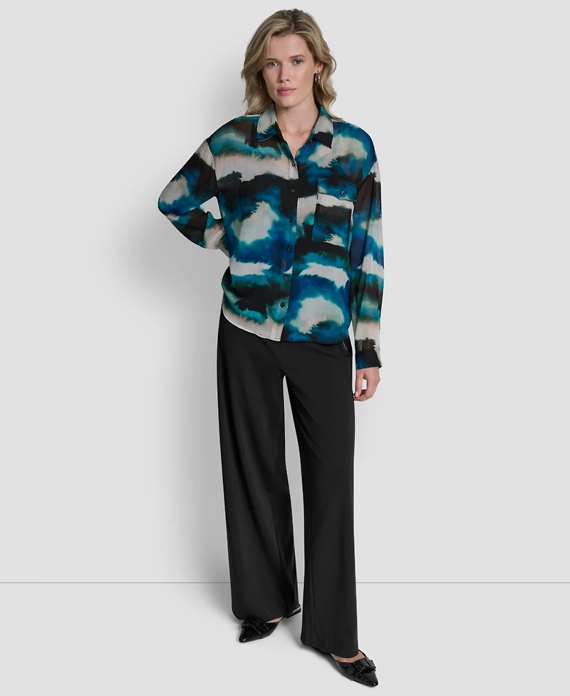 Dkny Women's Printed Long Sleeve Shirt