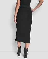 Dkny Women's Fringe Detail Bodycon Midi Sweater Skirt