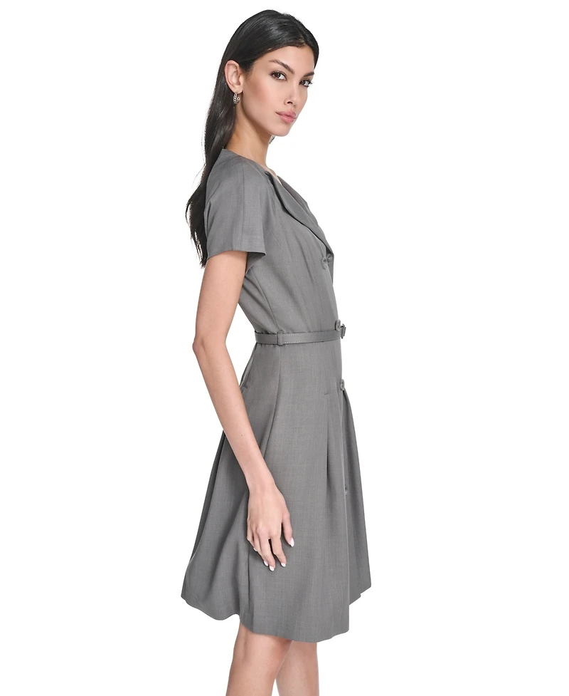 Calvin Klein Women's Belted V-Neck Coat Dress