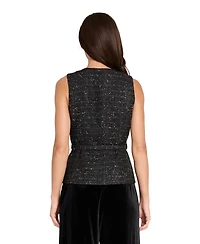 Tahari Asl Women's Boucle Rhinestone Trim Vest Top