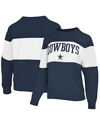Lauren James Women's Navy Dallas Cowboys Bling Color Block Terry Sweatshirt